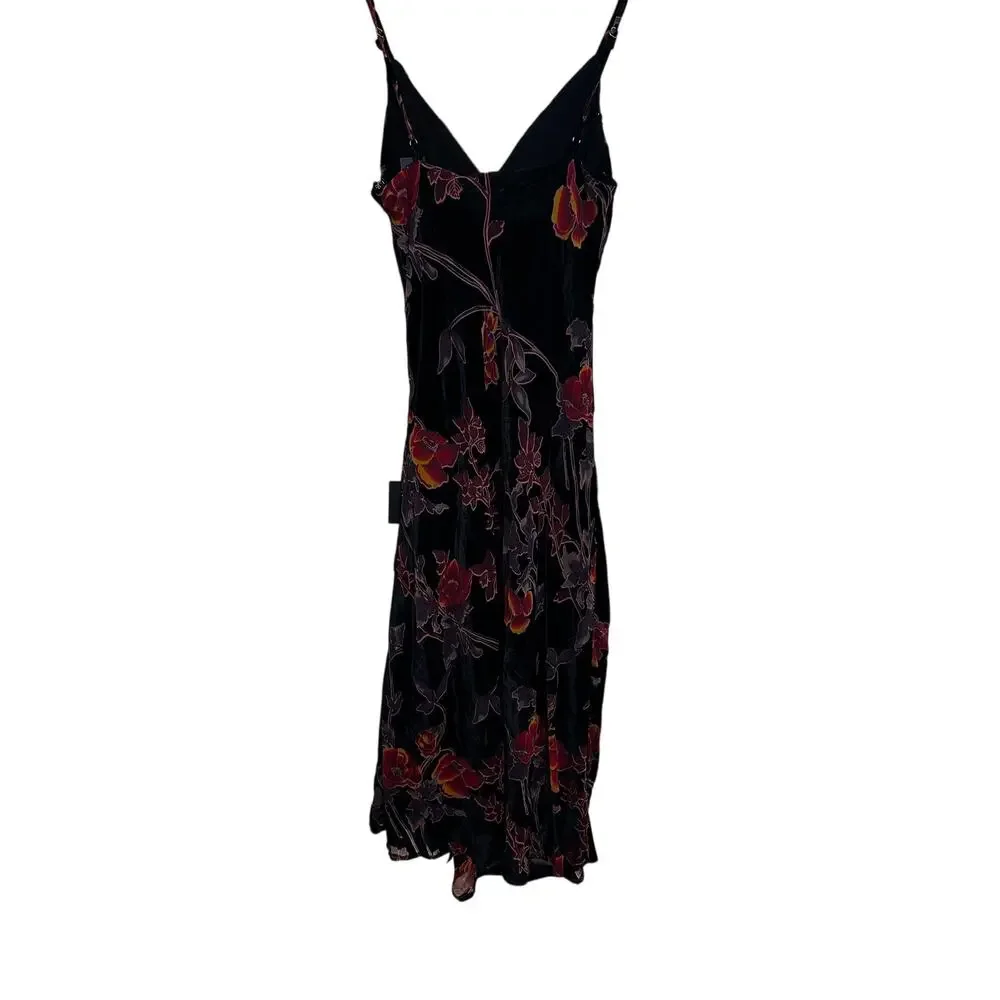 Lulus Velvet Burnout Floral Maxi Dress Womens Large Black Romantic Slip Wedding - Picture 6 of 10